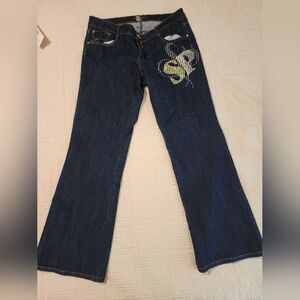 Southpole Jeans Co Women's Dark Wash Boot Cut Embroidered Jeans Sz 18
